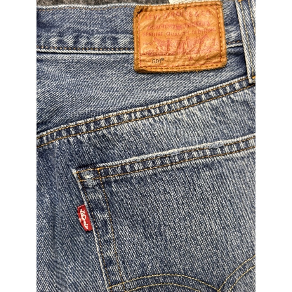 Levi's 501 Original Fit Jeans Womens 26 Blue Distressed Straight Leg Grunge Core - Picture 2 of 7